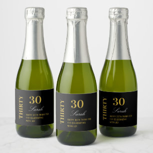 Elegante aniversário de 30 anos negro e Dourado ob