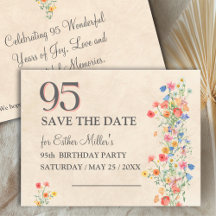Elegante Aniversário de 95 Anos Flor Selvagem Salv