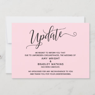 Elegante Anúncio de Casamento Cancelado Rosa Paste