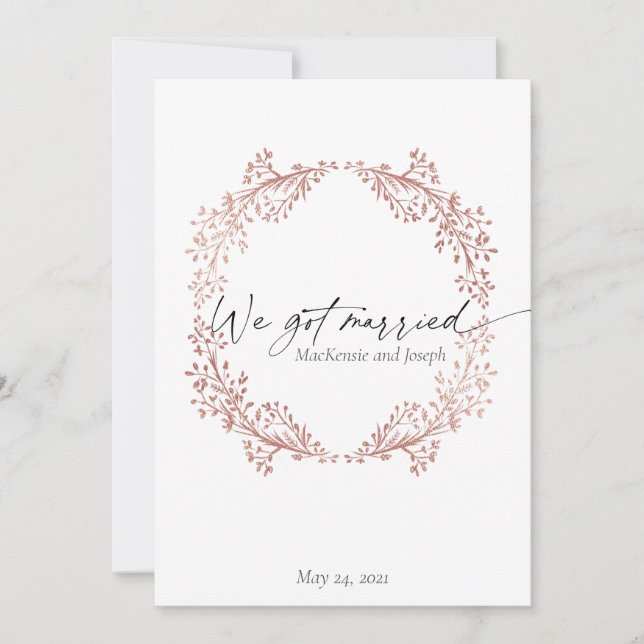 Elegante Anúncio de Casamento Casados Rosa (Frente)