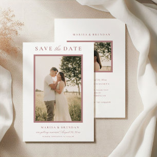 Elegante Anúncio de Casamento com Foto Dusty Rose 