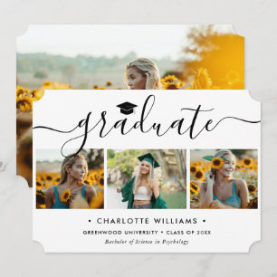 Elegante Anúncio de Graduação com 4 Fotos Preto e