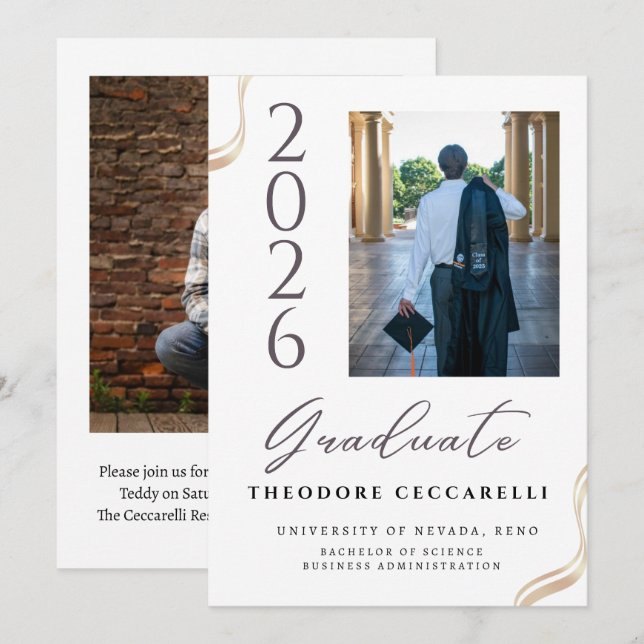 Elegante Anúncio de Graduação Minimalista (Frente/Verso)
