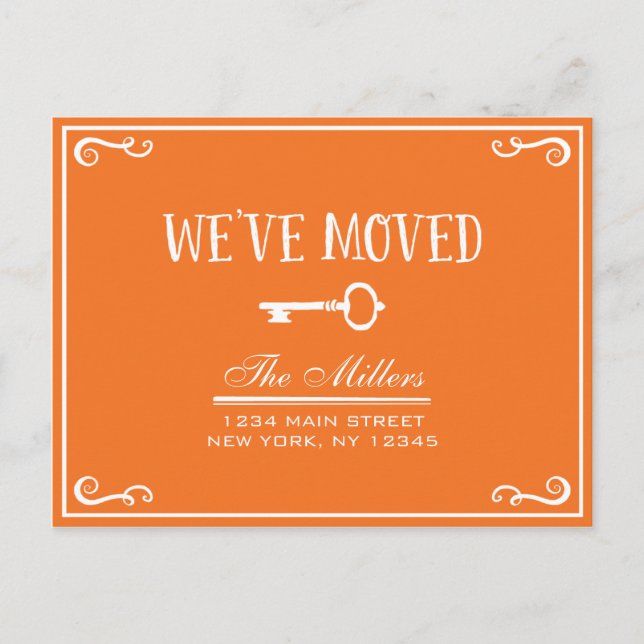 Elegante anúncio de mudança com chave laranja (Frente)