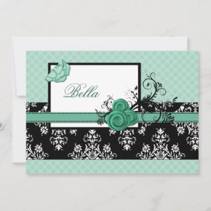 elegante aqua floral Negócios Obrigado Cartões