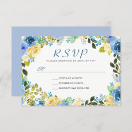 Elegante Aquarela Azul Amarelo Amarelo Wreath RSVP