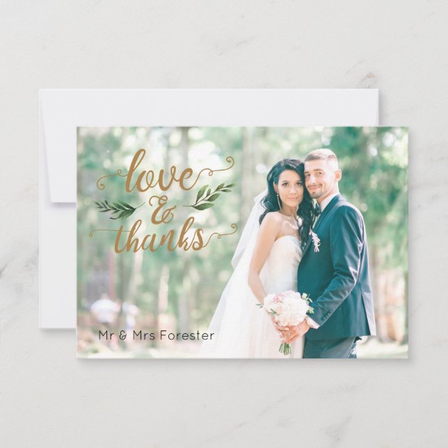 Elegante Aquarela Cartões de agradecimentos Verde (Frente)