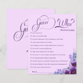 Elegante Aquarela Flor Roxo Adivinha Quem Jogo