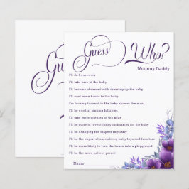 Elegante Aquarela Flor Roxo Adivinha Quem Jogo