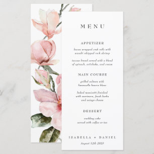 Elegante Aquarela Magnolia Botânica Weding Menu