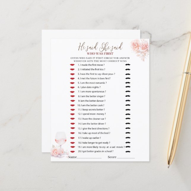 Elegante Aquarela Rosa Floral Ele disse que ela di (Frente/Verso In Situ)