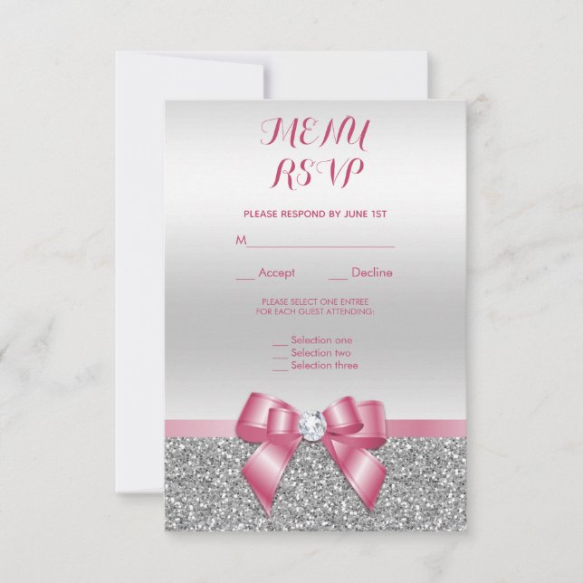 Elegante Arco Rosa Romântico & RSVP com Brilho Pra (Frente)