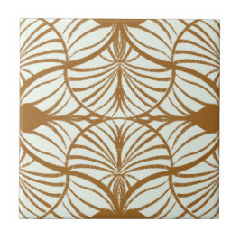 Elegante Art Deco Brown & Mint Gouache Scallops