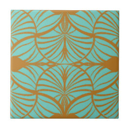 Elegante Art Deco Turquoise & Dourado Gouache Scal
