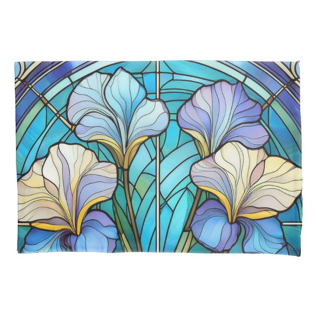 Elegante Art Nouveau Botânico Íris Azul Roxo (Frente)