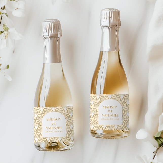 Elegante Arte Deco Geométrico Branco Dourado Casam (Criador carregado)
