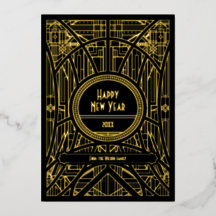 Elegante arte deco retrô Feliz Ano Novo