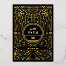 Elegante arte deco retrô Feliz Ano Novo