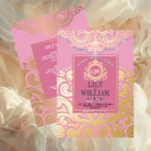 Elegante Arte Deco Rosa Diamante Monograma Casamen
