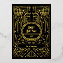 Elegante arte retro art déco Feliz Ano Novo