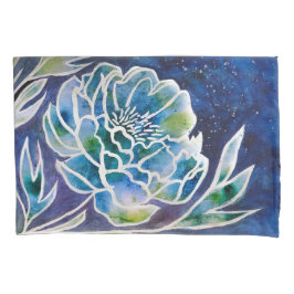 Elegante Azul Dahlia Marinho Teal Floral Watercolo