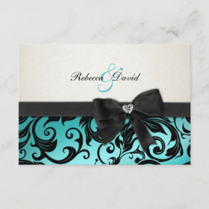 Elegante Azul Damasco com RSVP de diamante