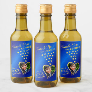 Elegante Azul Dourado Agradeço Os Favores Da Gradu