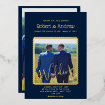 Elegante azul escuro e OURO - casamento gay