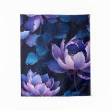 Elegante Azul Roxo Lotus Tapeçaria