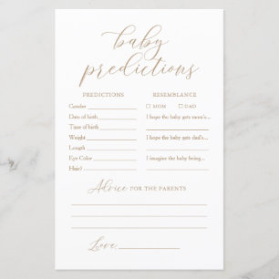 Elegante Baby Predictions Advice Game