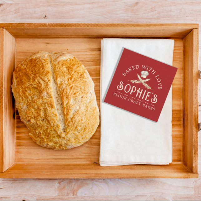 Elegante Baker's Red Cartão de visita (Criador carregado)