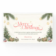 Elegante Banner de Natal em Aquarela Verde