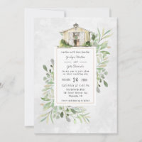 Elegante Barn | Convite Para Casamento Por Aquarel
