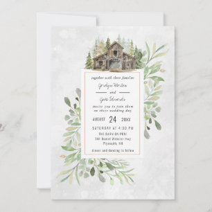 Elegante Barn Convite Para Casamento Por Aquarel