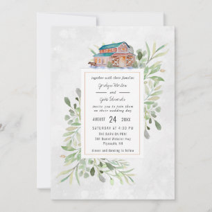 Elegante Barn Convite Para Casamento Por Aquarel