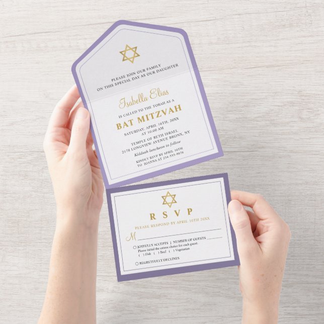 Elegante Bat Mitzvah Roxo e Dourado (Tearaway)