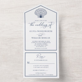 Elegante Beach Scallop Shell Weding Marinho Azul