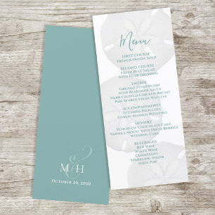 Elegante Beach Watercolor Sand Dollar Wedlar Menu