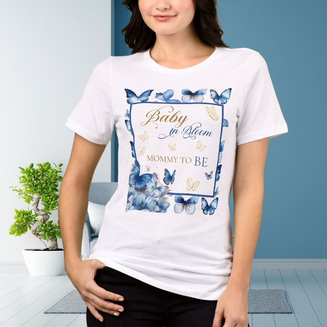 Elegante Bebê em Flor Borboleta Azul Branco para M (Criador carregado)