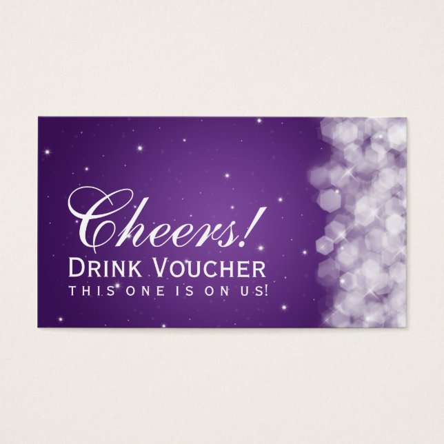 Elegante Bebida Voucher Party Roxo (Frente)