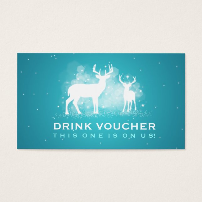 Elegante Bebida Voucher Winter Deer Sparkle Turquo (Frente)