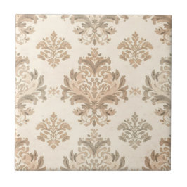 Elegante Bege Damask Vintage Casa de Campo Frances