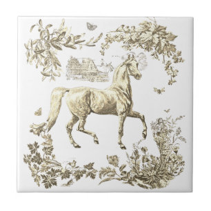 Elegante Bege Floral Vintage de Cavalo