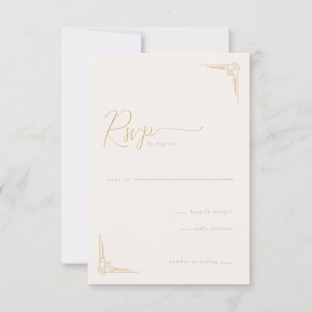 Elegante Bege Geométrico RSVP (Frente)