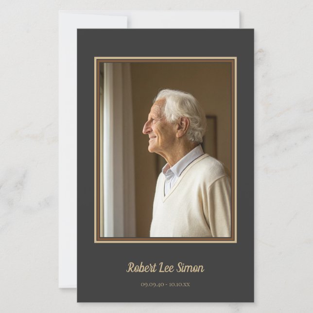 Elegante Beige e Charcarbono Memorial Fotografia F (Frente)