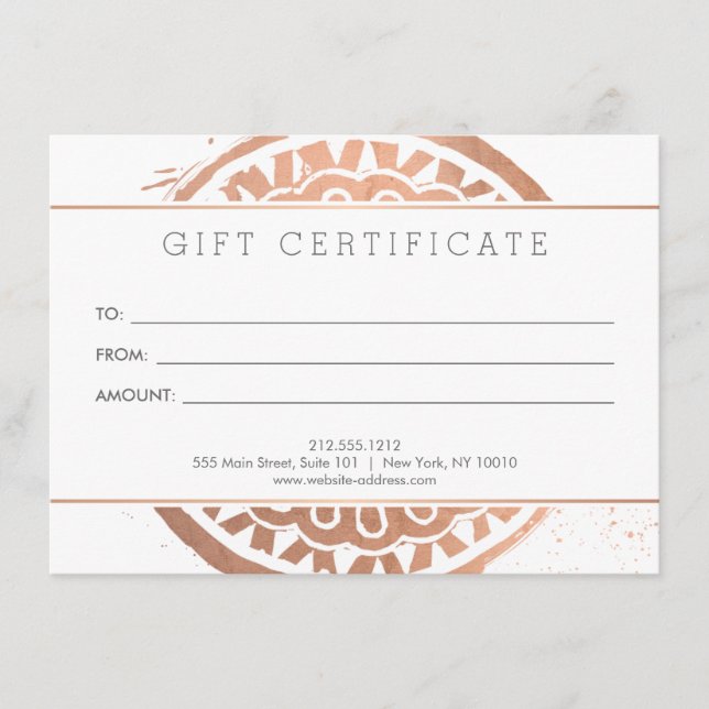 Elegante Beleza Mandala Logotipo Rosa Dourada Gift (Frente)