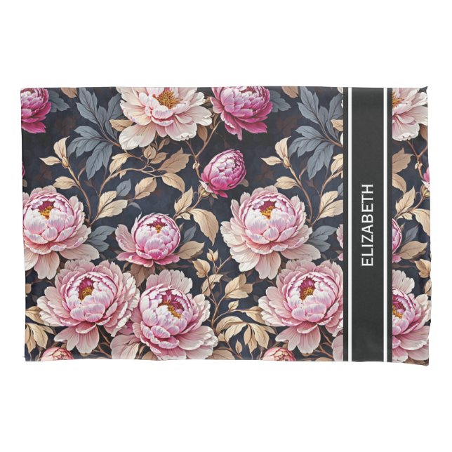 Elegante Bem-vindo Blush Pink Peony Floral Nome (Frente)