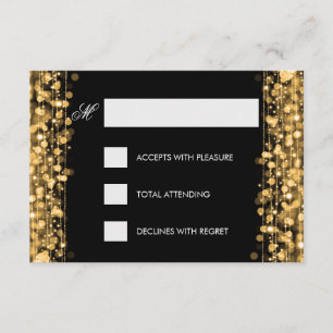 Elegante Birthday RSVP Sparkles Dourado