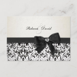 Elegante Black and Ivory Damask com RSVP de diaman