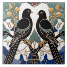 Elegante Black Birds Art Nouveau Bird Art Deco